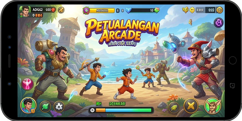 Tampilan gameplay seru dengan aksi karakter di ADG62.