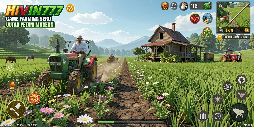 Tangkapan layar HIWIN777 menampilkan pengalaman gameplay pertanian yang seru dan menantang.