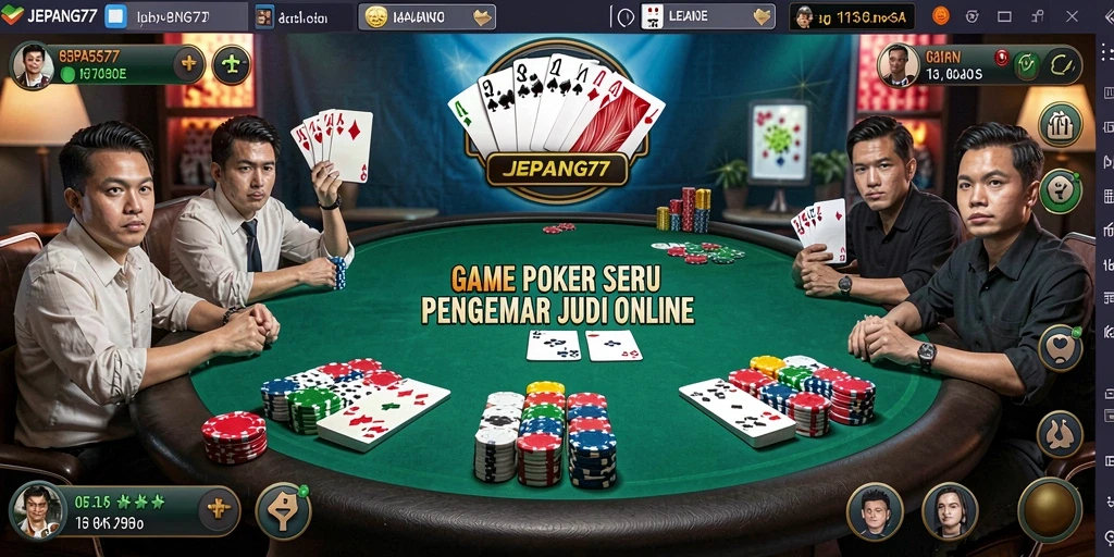 Screenshot gameplay JEPANG77 menampilkan aksi seru permainan poker.