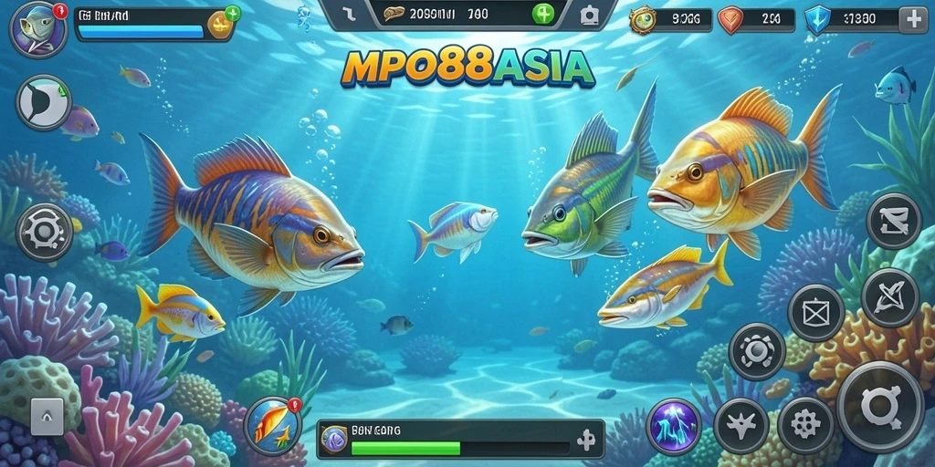 Screenshot gameplay MPO88ASIA menampilkan momen menangkap ikan besar.