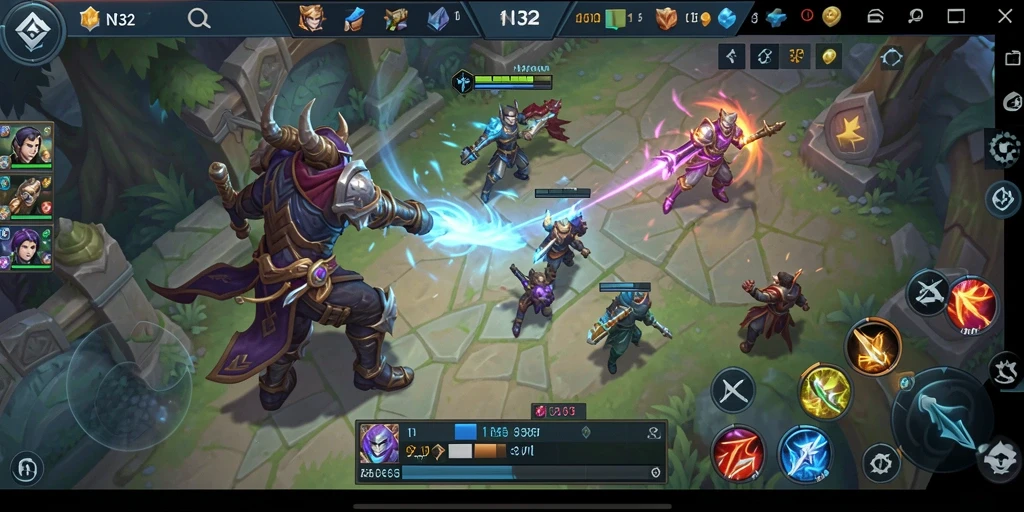 Tampilan screenshot utama N32 menampilkan aksi intens dalam gameplay MOBA.