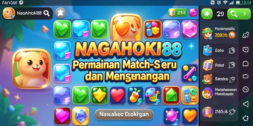 Tampilan permainan Match-3 NAGAHOKI88 yang penuh warna.