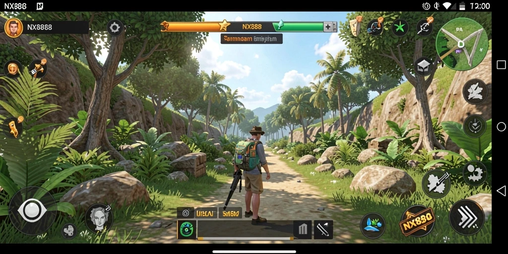 Tampilan gameplay NX888 yang ceria dan penuh warna.