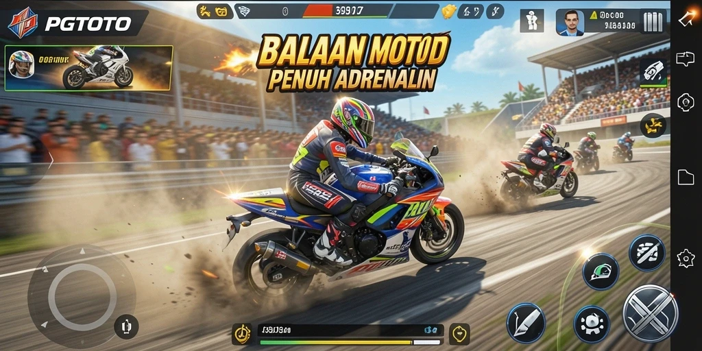 Screenshot PGTOTO menampilkan aksi balapan motor yang mendebarkan.