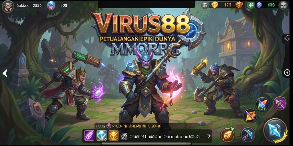 Tampilan gameplay menegangkan dari VIRUS88 di dunia MMORPG.
