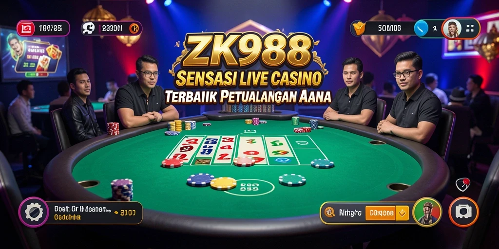 Screenshot gameplay ZK988 dengan dealer langsung dan pengalaman Live Casino.